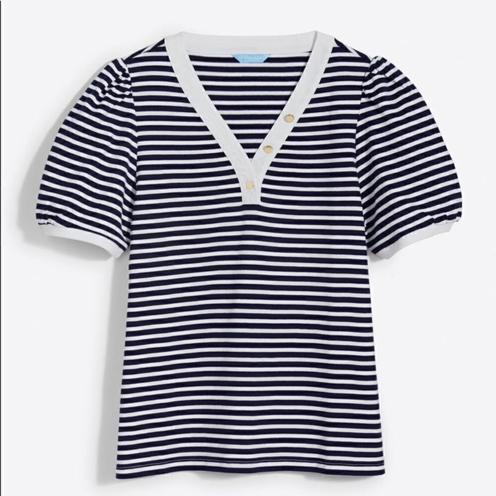 Draper James  Nautical Stripe Puff Sleeve T-Shirt